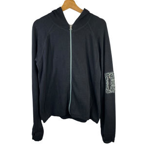 Title Nine Womens Zip Up Hooded Sweater Hoodie Black size XL